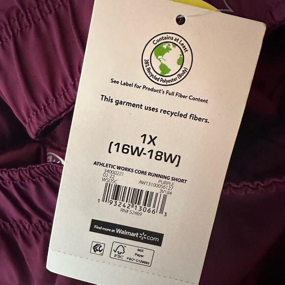 NWT Athletic Works Purple Burgundy Plum Running Exercise Shorts Size 1X - Picture 10 of 14